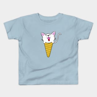 Cute Kawaii Cat in Ice Cream Cone Kids T-Shirt